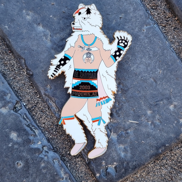 Native American Other - Figural bear Native American enamel Shriners bolo clip El Zaribah Phoenix AZ
